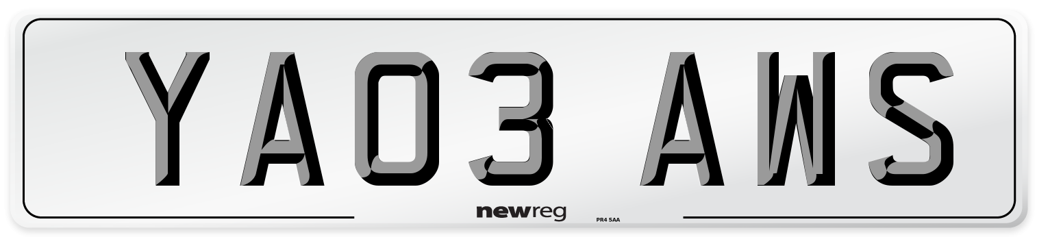 YA03 AWS Number Plate from New Reg